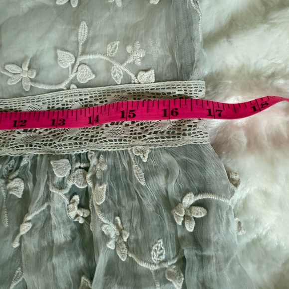 Sundance Platinum Gray Sheer Embroidered Floral Lace Peasant Dress Cottage 12 - Picture 15 of 15